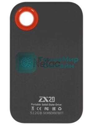 Внешний SSD Netac ZX20 II, 512 Gb, USB 3.2 Gen 2x2 Type-C, R/W 2000/1800, черный