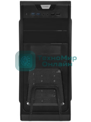 Компьютерный корпус Miditower ExeGate CP-603-UNS350 (ATX, БП UNS350 с вент. 12см, 2хUSB, аудио, черный)