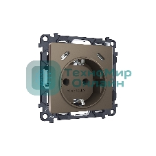 Комплект механизма электрической розетки 2USB С+C 20W с/з на винтовых зажимах 16A-250V ALFA Темная бронза матовый QUANT (AP6405, VM165) MA640510