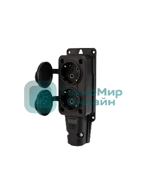 Розетка штепсельная Rexant двухместная влагозащищенная, с/з, 16 А, IP54 каучук