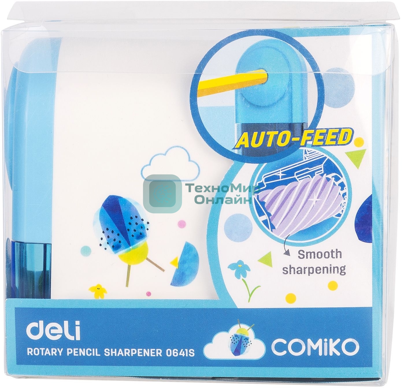 Точилка для карандашей механическая Deli E0641S, 1 отверстие, пластик, ассорти