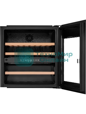 Винный шкаф Kuppersberg RBW 66, встраиваемый, High-Tech, объем 85 л, вместимость 36 бутылок, диапазон температуры 5-22 градусов, сенсорное открытие двери, 3 полки из бука, LCD дисплей, уровень шума 39 дБ, черный