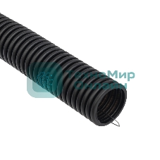 Труба гофрированная из ПНД Rexant с зондом, черная, Ø25 мм