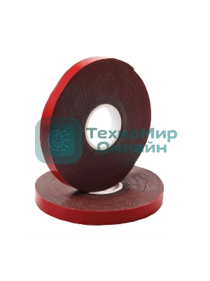 Скотч двухсторонний Rexant 9 ммх5 м красн. на сер. основе
