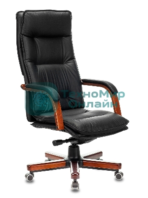 Кресло Бюрократ T-9927WALNUT/BLACK черный, кожа
