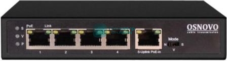 Коммутатор Osnovo SW-8050/D 5G 4PoE+ 90W неуправляемый