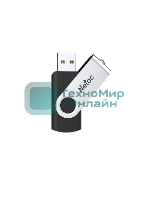 Флешка USB Netac U505 (NT03U505N-064G-20BK), 64Gb, USB 2.0, R/W 70/30, черный/серебристый
