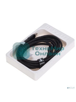 Кабель Rexant Type-C – Type-C, 3A, 60Вт, 1м, в черной нейлоновой оплетке