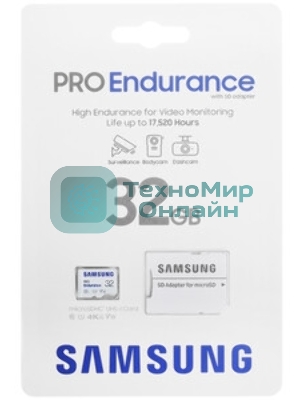 Флеш карта microSDXC 32Gb Samsung Pro Endurance UHS-I U3 V30 + ADP MB-MJ32KA/APC