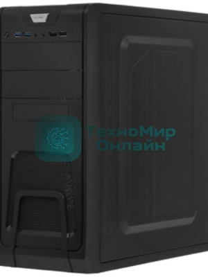 Компьютерный корпус Miditower ExeGate CP-603-UNS350 (ATX, БП UNS350 с вент. 12см, 2хUSB, аудио, черный)