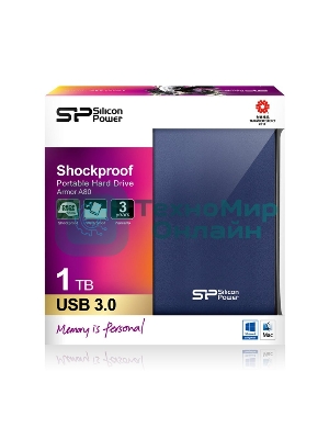 Внешний HDD Silicon Power USB 3.0 1Tb A80 SP010TbPHDA80S3B Armor (5400 об/мин) 2.5