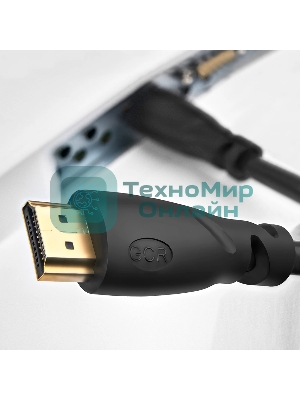 Кабель Greenconnect Premium 2.0m HDMI v2.0 HDR Ultra HD 4K60 Hz/5K30Hz, 3D, Ethernet 18.0 Гбит/с, OD8.0мм, 28/26 AWG, черный, GCR-50542