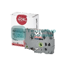 Кассета с лентой S'OK by Sakura Printing TZES441 для Brother, черный на красном, 18мм/8м, наклейка