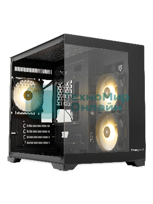Компьютерный корпус HSPD F330, Panoramic Mini-tower, черный, TG, 0.5 SPCC, 3x120мм ARGB mATX, mITX 160/400/200мм 1x2.5