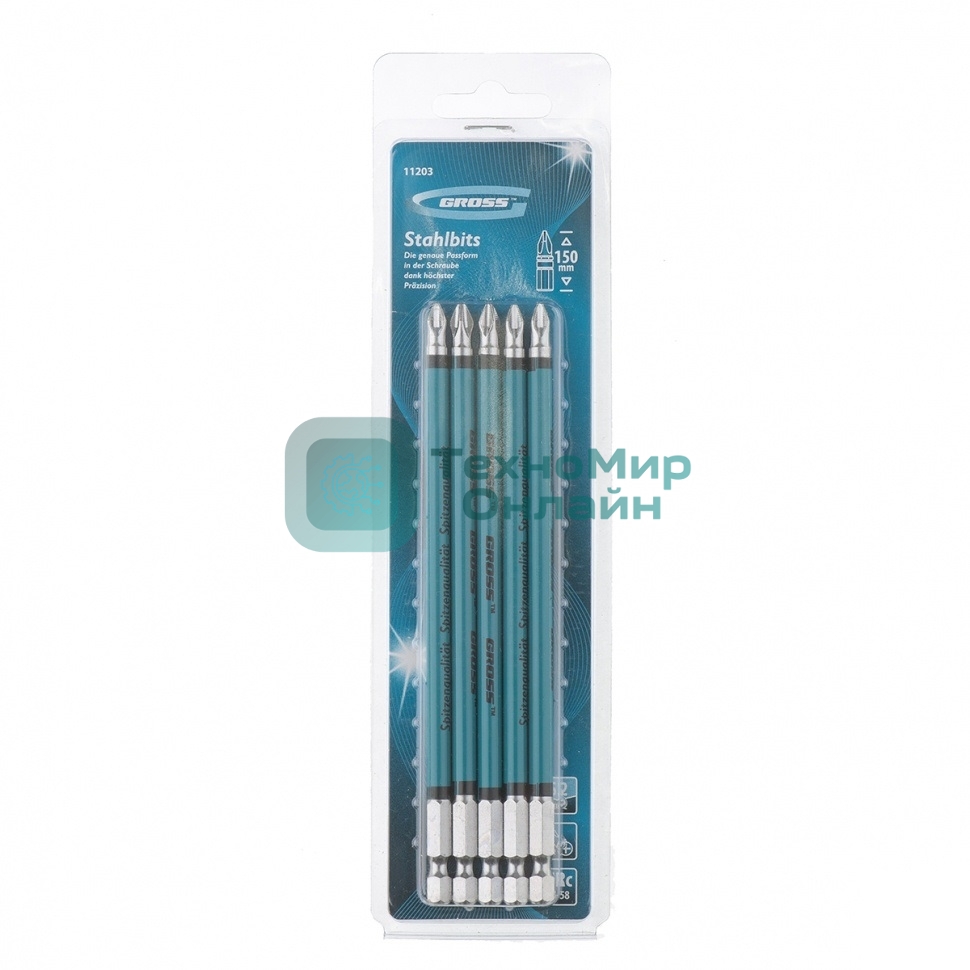 Набор бит Gross 11203 ph2 х150 сталь s2 5 шт.