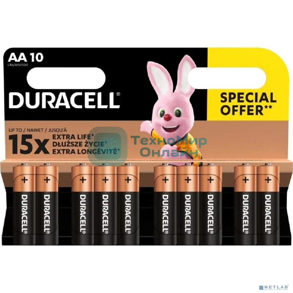 Батарейки Duracell LR6-10BL BASIC (6/60/16800) (10 в уп-ке шт.)