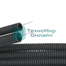 Труба гофрированная ПНД d50мм с протяж. черный (уп.15м) ДКС 71750