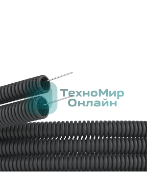 Труба гофрированная ПНД d50мм с протяж. черный (уп.15м) ДКС 71750