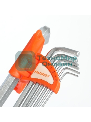 Набор ключей PATRIOT SKH-9L, шестигранные с шаром, длинные, 1,5-10мм, CRV, 9 шт