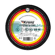 Изолента ПВХ Kranz 0.13х15 мм, 25 м, черная