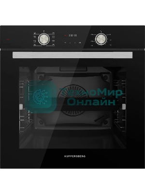 Встраиваемый духовой шкаф Kuppersberg HO 608 B электрический, High-Tech, 60 см, объем 80 л, 8 режимов, поворотное управление, макс. Температура 300 градусов, дисплей, таймер, черный