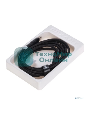 Кабель Rexant Type-C – Type-C, 5A, 100Вт, 1м, в черной нейлоновой оплетке