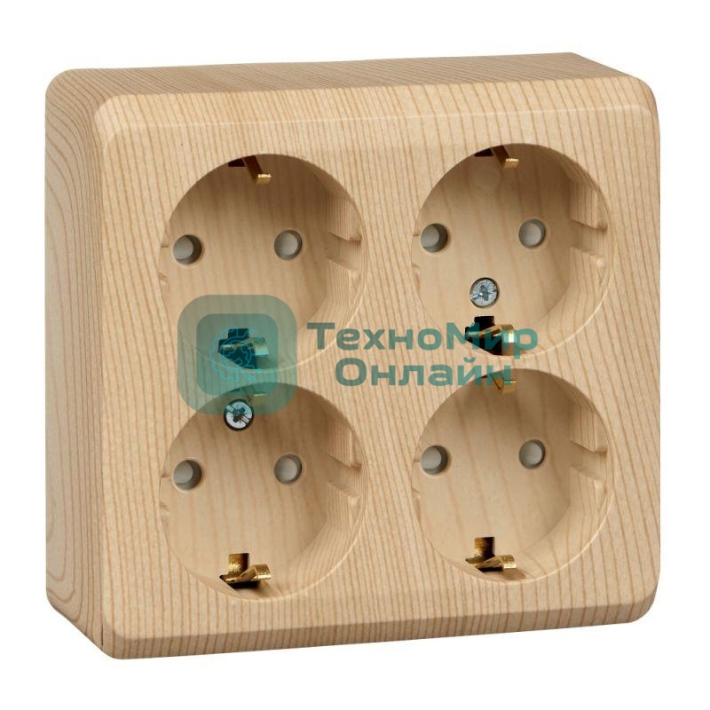Розетка 4-м ОП Этюд 16А 250В защ. шторки с заземл. сосна SchE PA16-208D