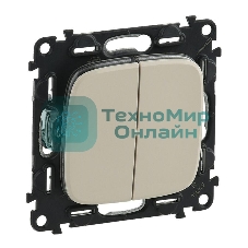 Механизм выключателя 2-кл. СП Valena Allure 10А IP20 250 В с лицевой панелью; безвинтовые зажимы сл. кость Legrand 752805