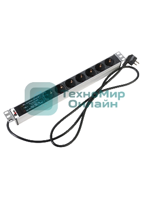 Блок розеток Rem-16 с фил. и инд., 7 Shuko, 16A, алюм., 19