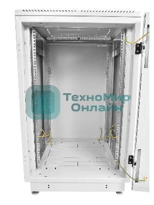 Шкаф коммутационный ЦМО ШТК-М-18.6.6-1ААА-9005 18U 600x600 мм пер. дв. стекл задн. дв. стал.лист 2 бок. пан. направл. под закл.гайки 270 кг черный