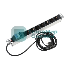 Блок розеток Rem-16 с авт. 16А, 7 Shuko, алюм., 19