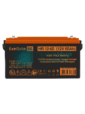 Аккумуляторная батарея ExeGate HR 12-65 (12V 65Ah, под болт М6)