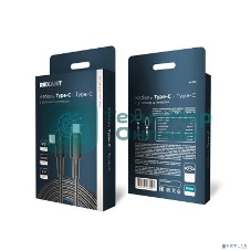 Кабель Rexant Type-C – Type-C, 5А, 100Вт, 1м, в черной нейлоновой оплетке, с угловым штекером и световой индикацией