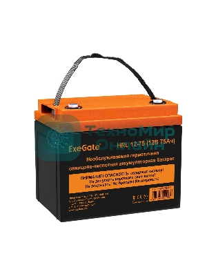 Аккумуляторная батарея ExeGate EX285653RUS HRL 12-75 (12V 75Ah, под болт М6)