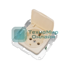 Розетка Kranz 1-ая керамика с/з с крышкой DEA с/у 16А мех. бежевый