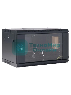 Шкаф коммутационный Rexant настенный 6U 600x600 мм пер. дв. стекл черный