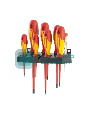 Набор отверток GROSS 12950 диэлектрических до 1000в тестер crmo двухкомпонентные рукоятки (8шт.)