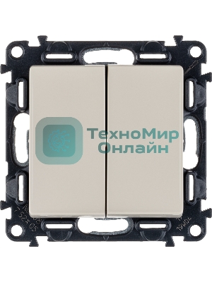 Механизм выключателя 2-кл. СП Valena Life 10А IP20 250В с лицевой панелью; безвинтовые зажимы сл. кость Leg 752505