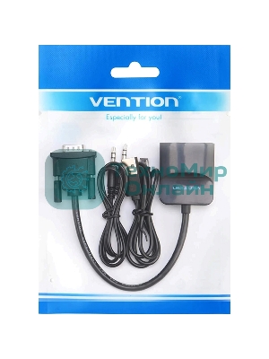 Мультимедиа конвертер Vention VGA + аудио > HDMI, гибкий, черный