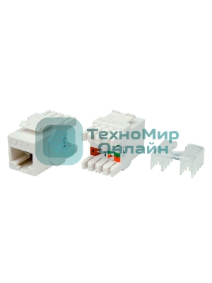 Вставка Keystone Jack RJ-45(8P8C) кат. 6 180град. KJ8-8P8C-C6-180-WH бел. Hyperline 426189