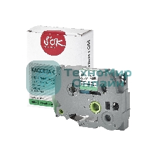 Кассета с лентой S'OK by Sakura Printing TZES741 для Brother, черный на зеленом, 18мм/8м, наклейка