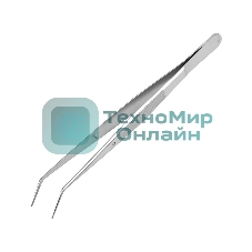 Пинцет изогнутый Rexant узкий, фиксатор, рифленый 155 мм ПРОФИ