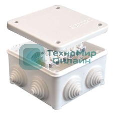 Коробка распределительная ОП 85х85х45 7 выходов 3 гермоввода с клемм. 10А 6 контактов IP54 крышка на винтах бел. Epplast 130113