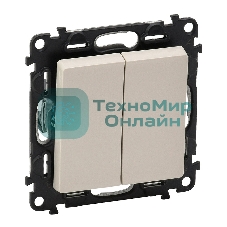 Механизм выключателя 2-кл. СП Valena Life 10А IP20 250В с лицевой панелью; безвинтовые зажимы сл. кость Leg 752505