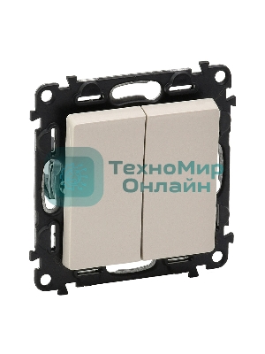 Механизм выключателя 2-кл. СП Valena Life 10А IP20 250В с лицевой панелью; безвинтовые зажимы сл. кость Leg 752505