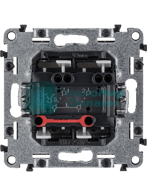 Механизм выключателя 2-кл. СП Valena Life 10А IP20 250В с лицевой панелью; безвинтовые зажимы сл. кость Leg 752505