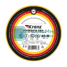 Изолента ПВХ Kranz 0.13х15 мм, 25 м, желтая (5 шт./уп.)