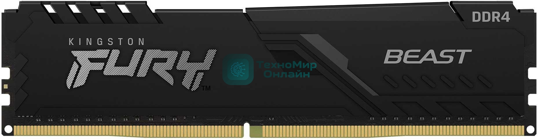 Оперативная память Kingston Fury Beast, DDR4, 16GB (1x16GB), 3600MHz, CL18, DIMM, с радиатором, черный