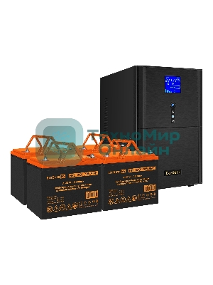 Комплект Источник бесперебойного питания EX295990RUS + батарея 80Aч EX285654RUS 4шт (инвертор, синус, для котла) ExeGate SineTower SZ-3000.LCD.AVR.3SH.1C13.RJ.USB <3000VA/2400W, чистый синусоида, LCD дисплей, AVR, 3*Schuko+1*C13, RJ45/11, USB, линейно-интерактивный, Black> + батарея ExeGate HRL 12-80 (12В, 80Ач) 4шт