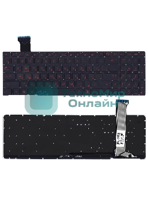 Клавиатура для ноутбука Asus ROG GL552VW черная с красной подсветкой